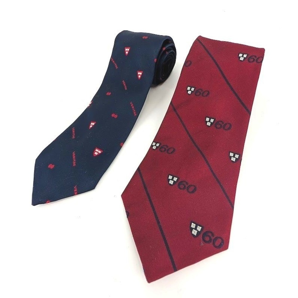 Vintage Harvard University Tie Set Veritas Class of 60 Crest Navy Burgundy